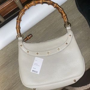 Gucci Cream Shoulder Bag with Bamboo Handle